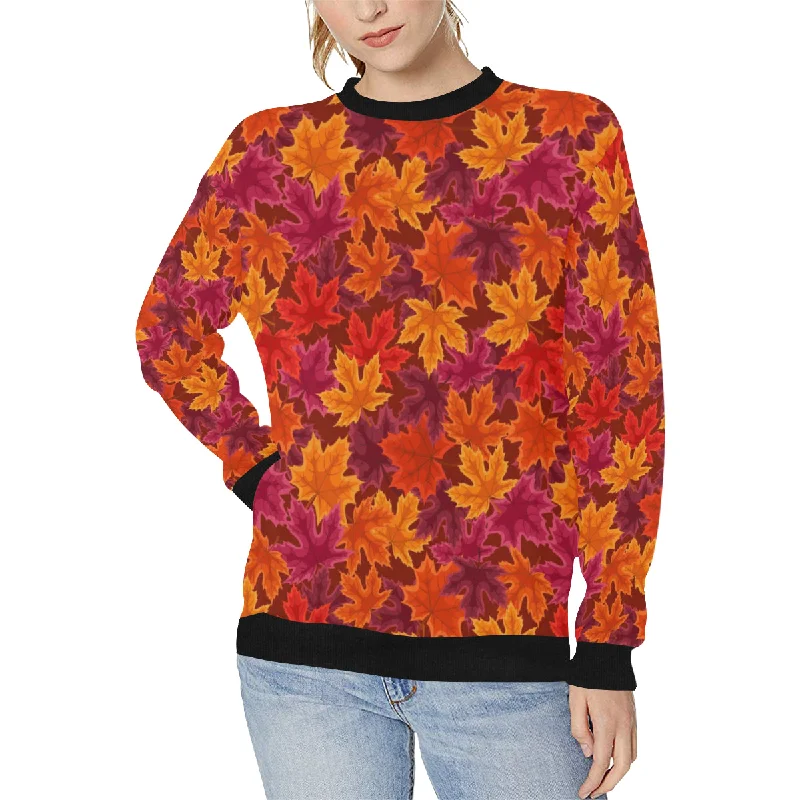 Autumn maple leaf pattern Women's Crew Neck Sweatshirt