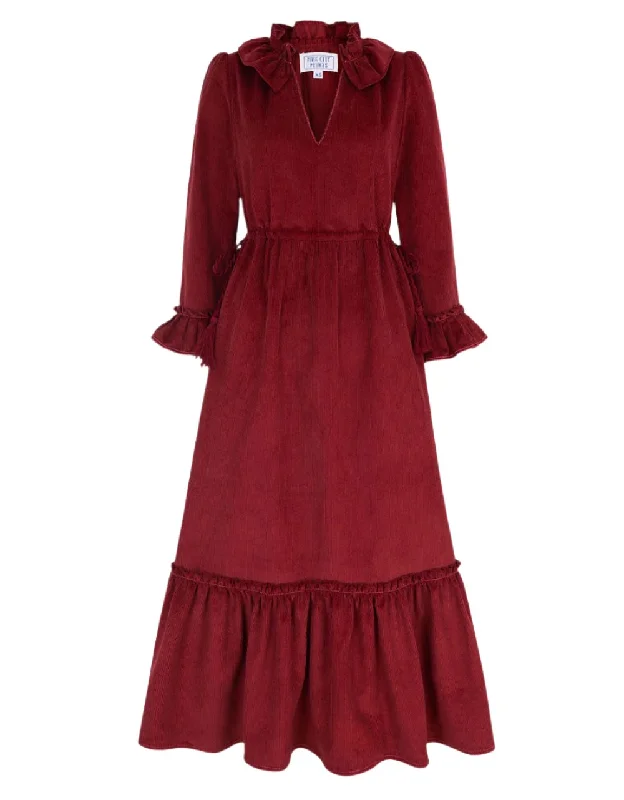 Burgundy Cord Amelia Dress