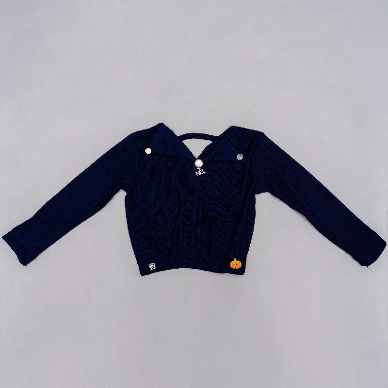 Navy Blue Full Sleeves Top for Girls