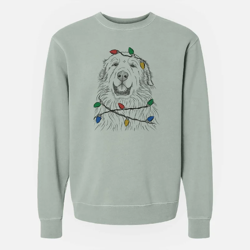 Christmas Lights Horton the Great Pyrenees - Unisex Pigment Dyed Crew Sweatshirt