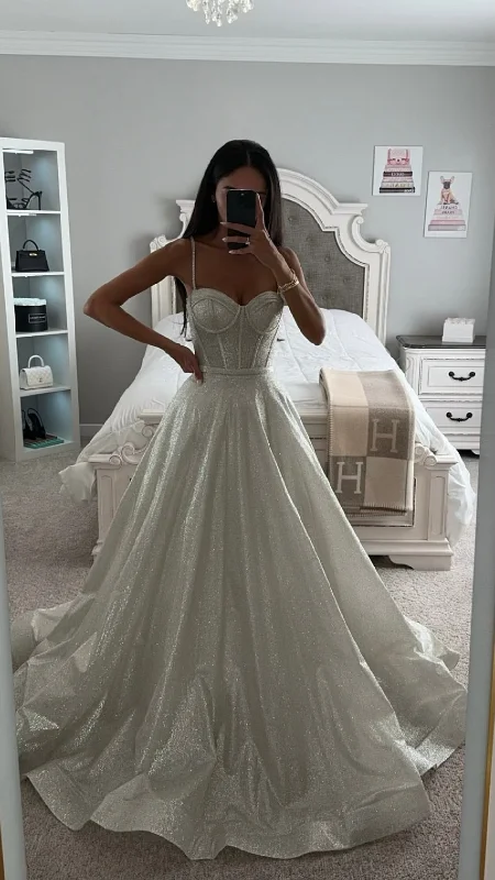 GLITTER BODICE WEDDING BALL GOWN