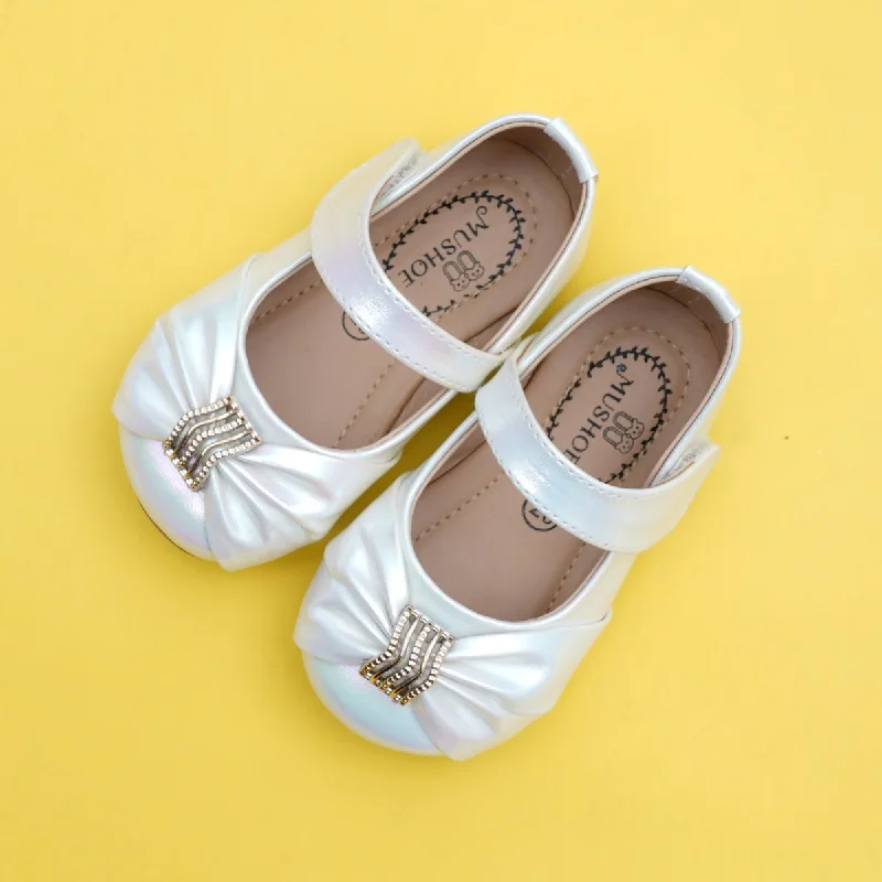 White & Golden Belly Shoes for Baby Girls