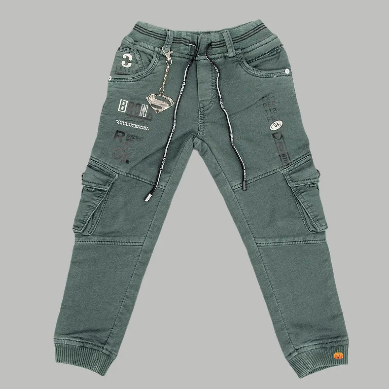 Green & Khaki Drawstring Boys Jeans