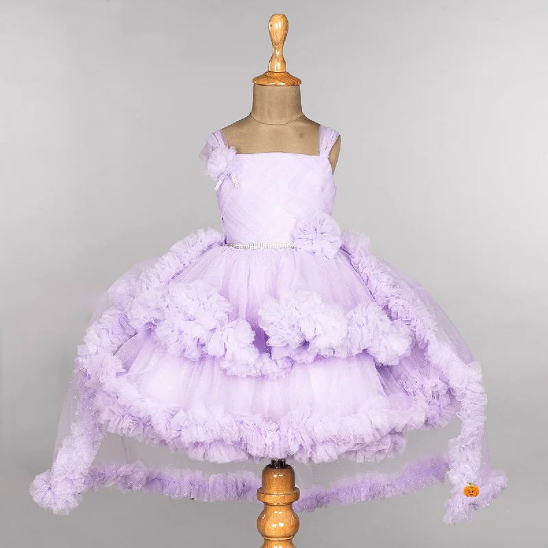 Purple Frill & Layered Girls Frock