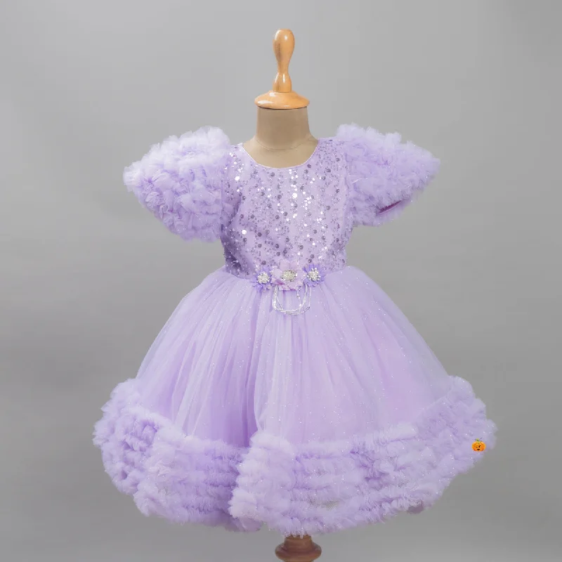 Purple & Pink Frill Frock for Girls