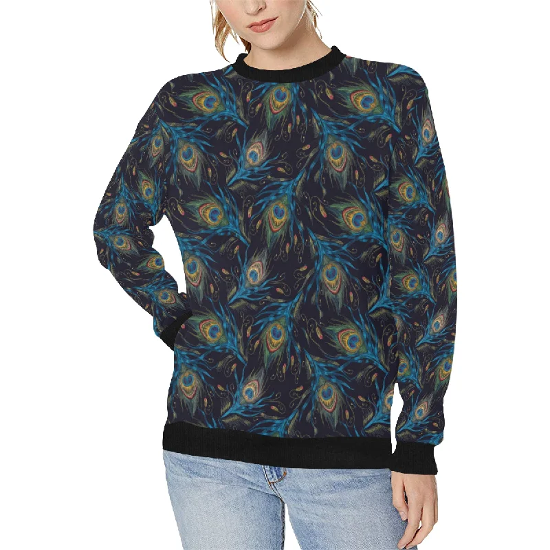 Beautiful peacock feather pattern Women's Crew Neck Sweatshirt