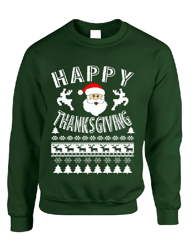 Adult Sweatshirt Happy Thanksgiving Ugly Santa Top Holiday Gift