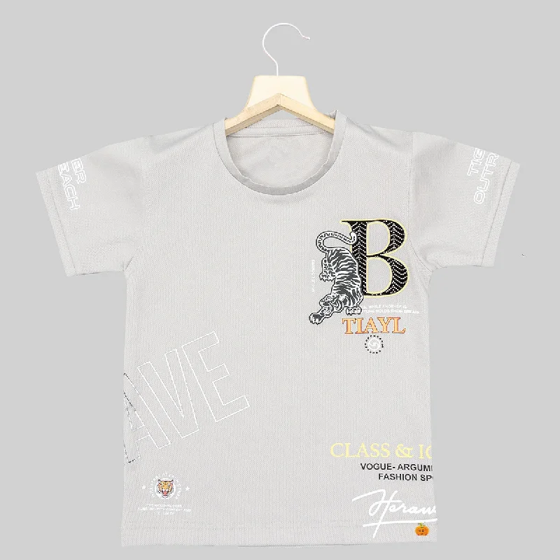 Light Grey Half Sleeves T-shirt for Boys