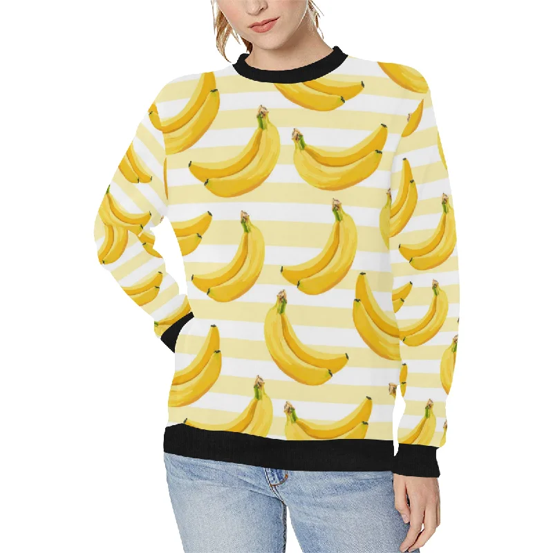 Banana pattern blackground Women's Crew Neck Sweatshirt