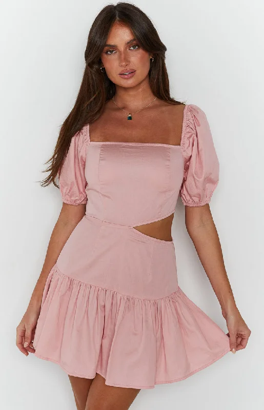 Melea Pink Puff Sleeve Mini Dress