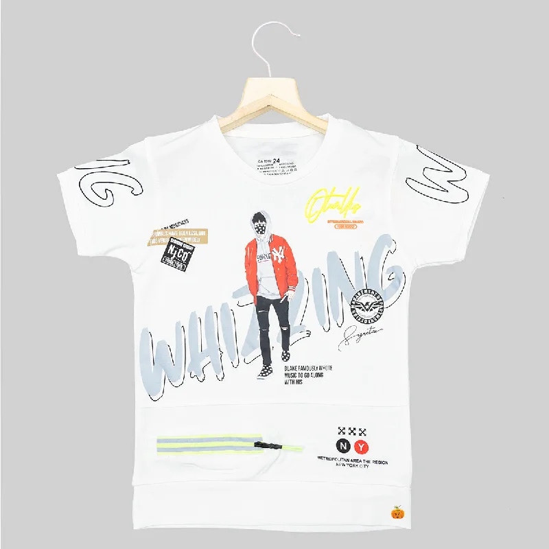 White Graphic Print Boys T-shirt