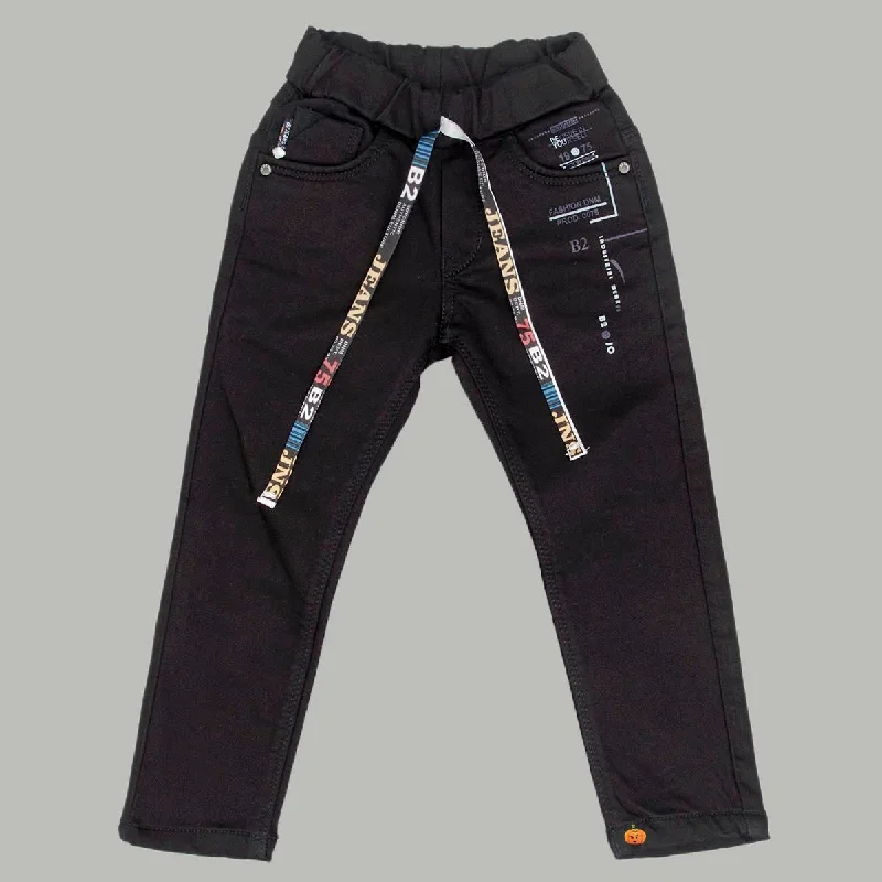 Black Elastic Waist Boys Jeans