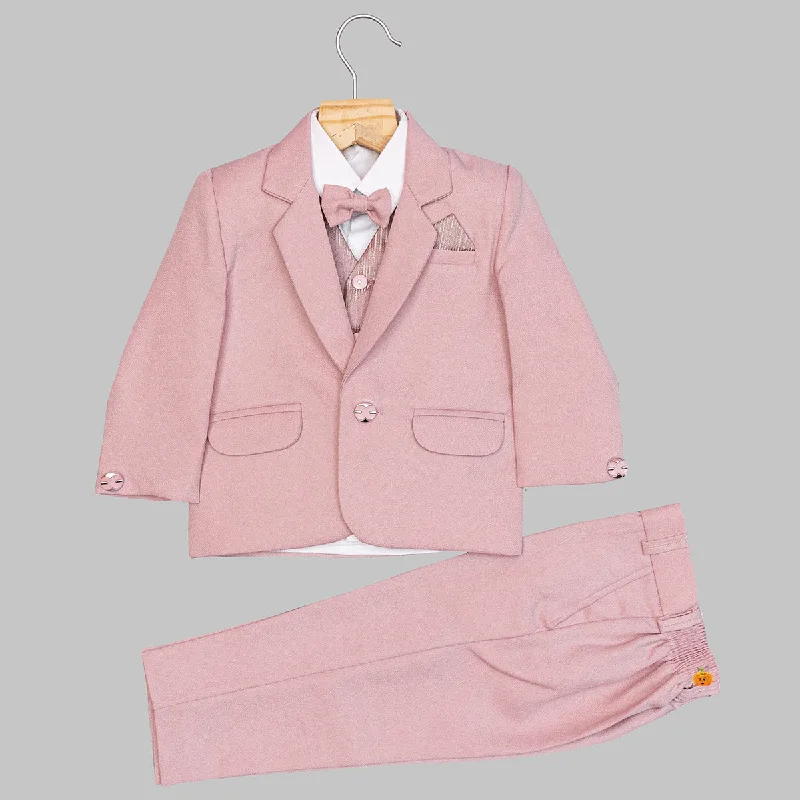 Peach Solid Boys Tuxedo Suit