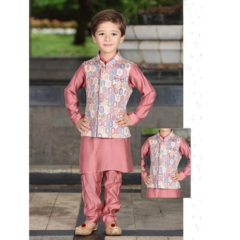 Onion Boys Kurta Pajama with Printed Jacket