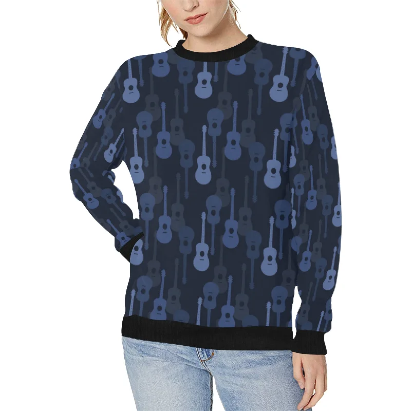 Blue Theme guitar pattern Women's Crew Neck Sweatshirt