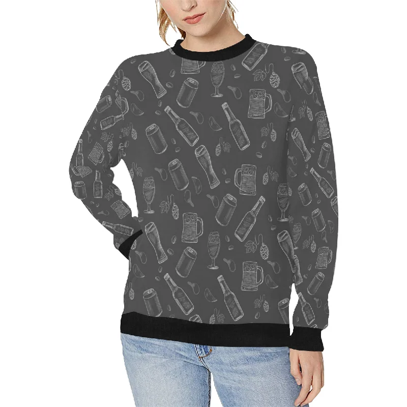 Beer hand drawn pattern Women's Crew Neck Sweatshirt