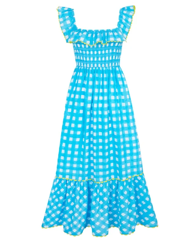 Aqua Gingham Carrie Dress