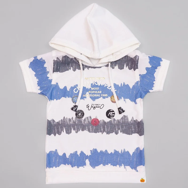 Cream & Navy Blue Hoodie Boys T-shirt