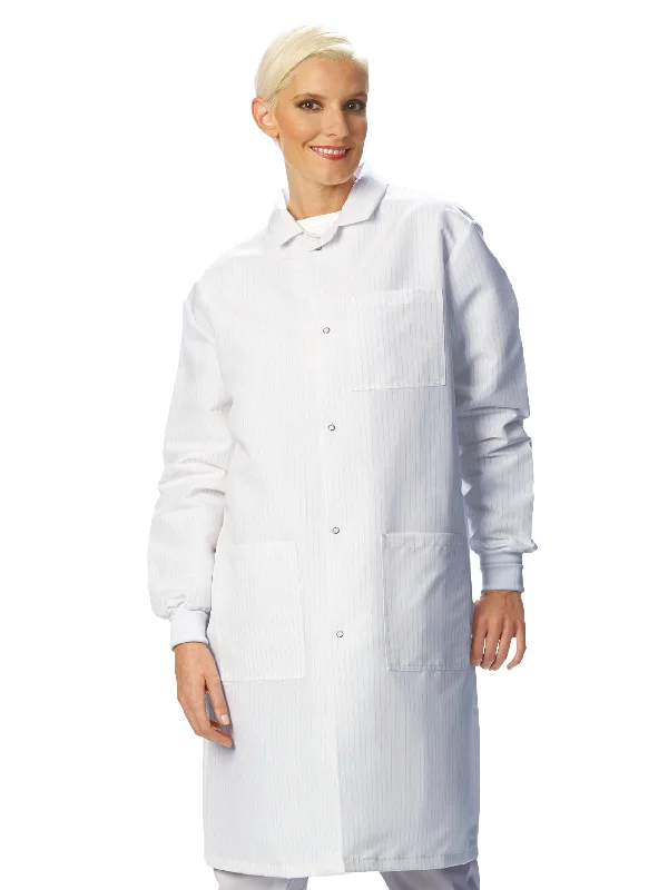 Unisex Three-Pocket Snap-Front Barrier Protective Lab Coat