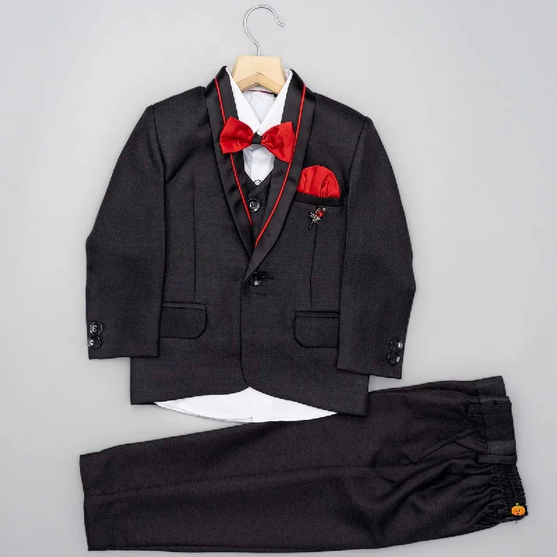 Black Boys Suit with Red Bow Tie