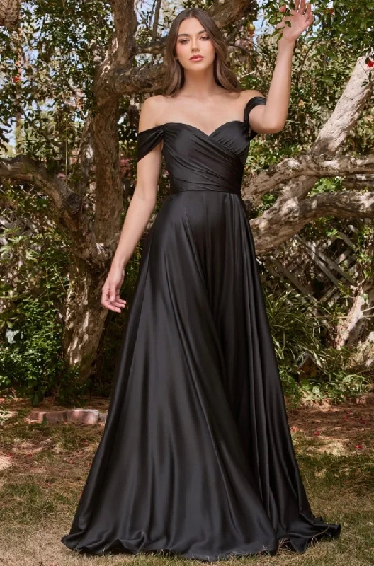 BLACK A-LINE SATIN GOWN