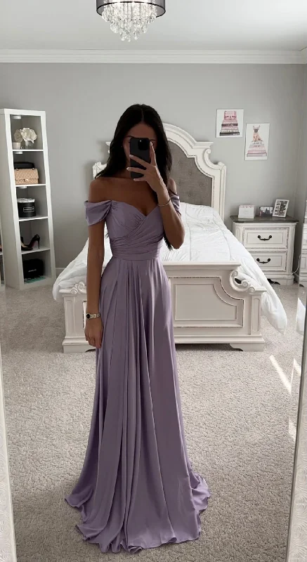 LAVENDER A-LINE SATIN GOWN