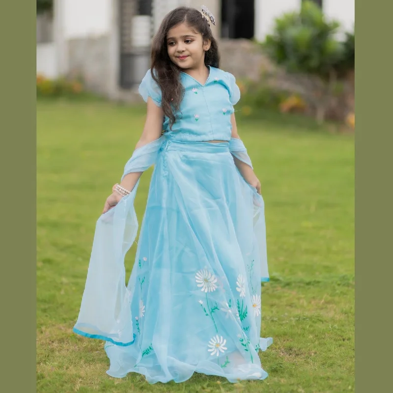 Sky Blue Lehenga Choli for Girls