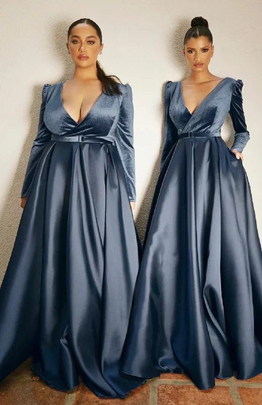 LONG SLEEVE VELVET BALL GOWN