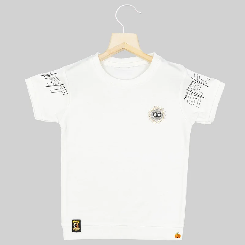 White Half Sleeves Boys T-shirt