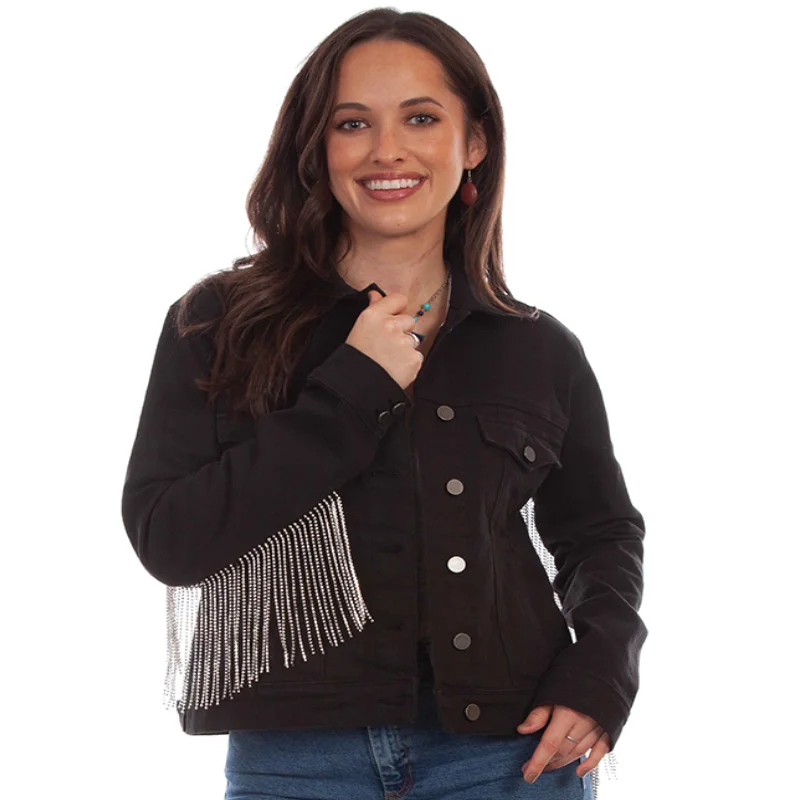 Scully® Ladies  Fringe Black Denim Jacket HC792-BLK