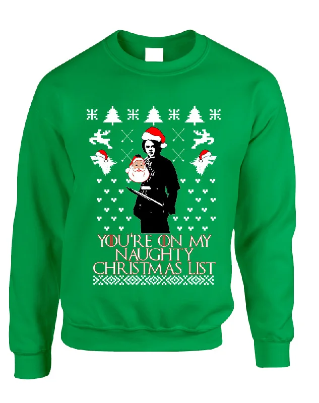 Adult Sweatshirt My Naughty Xmas List Arya Stark Ugly Christmas