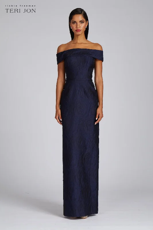 Off The Shoulder Jacquard Gown