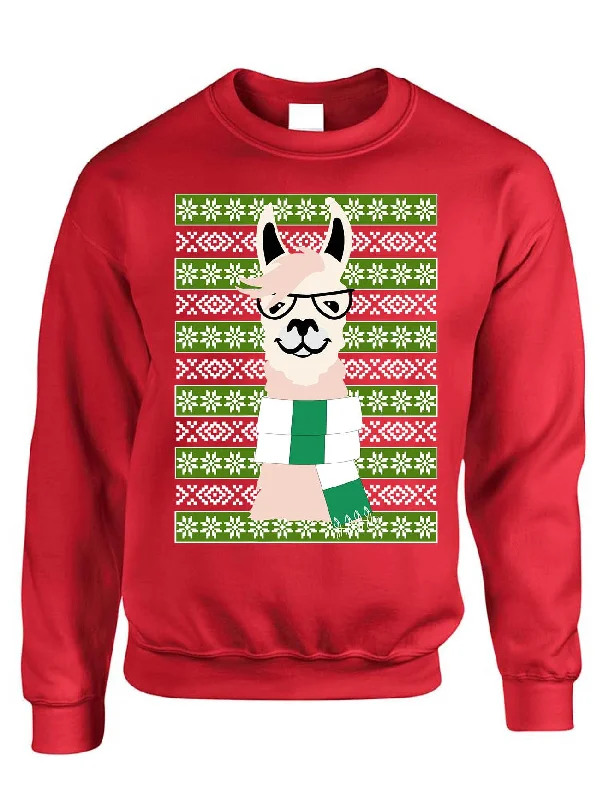 Adult Sweatshirt Nerd Llama Ugly Christmas Fun Cute Animal Fans Gift