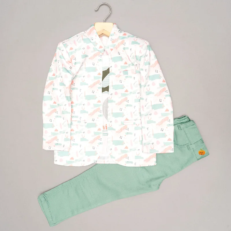 Sea Green Party Wear Suit for Boys