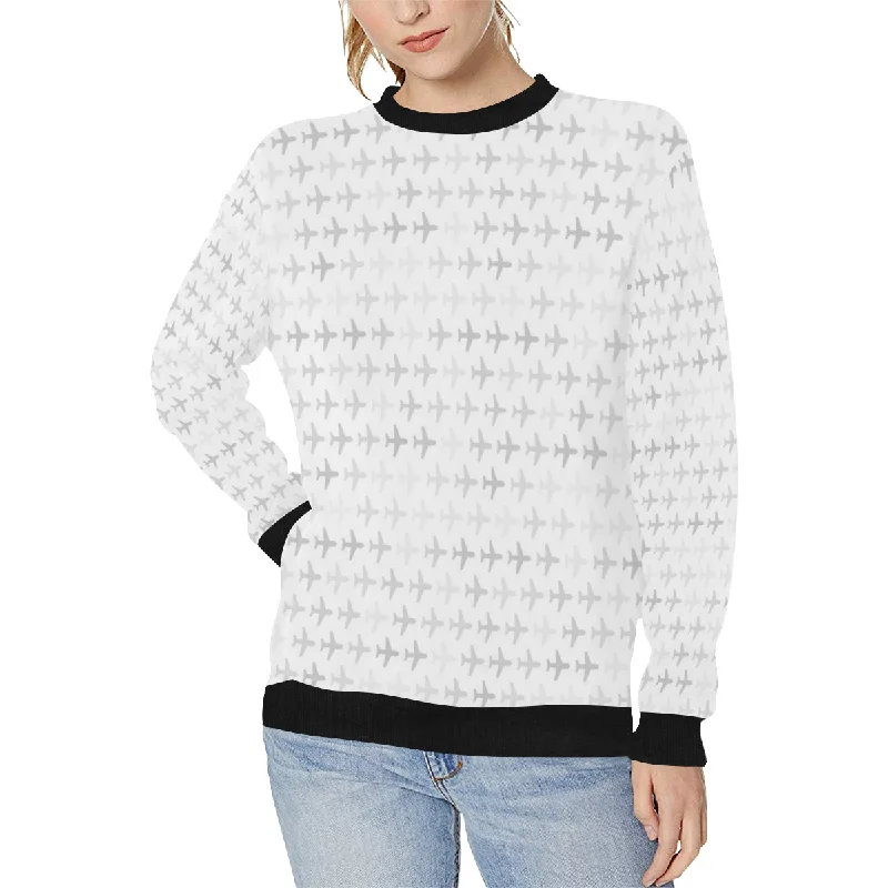 Airplane print pattern Women's Crew Neck Sweatshirt