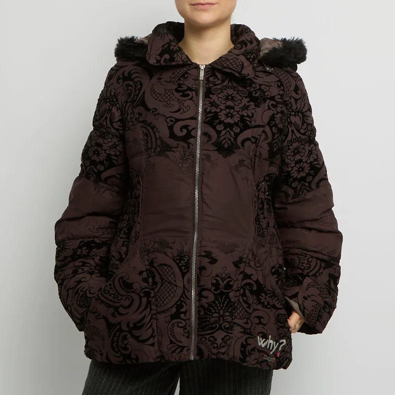 Desigual Embroidery Puffer Jacket - UK 12