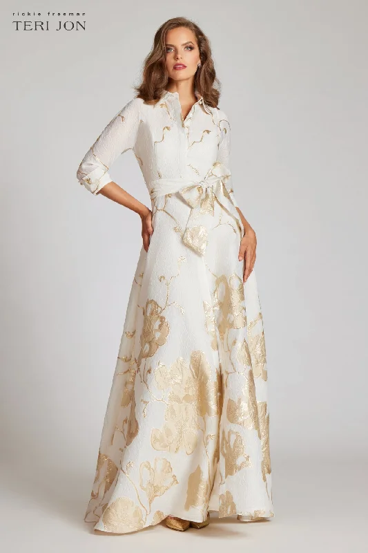 Jacquard Border Pattern Shirt Gown