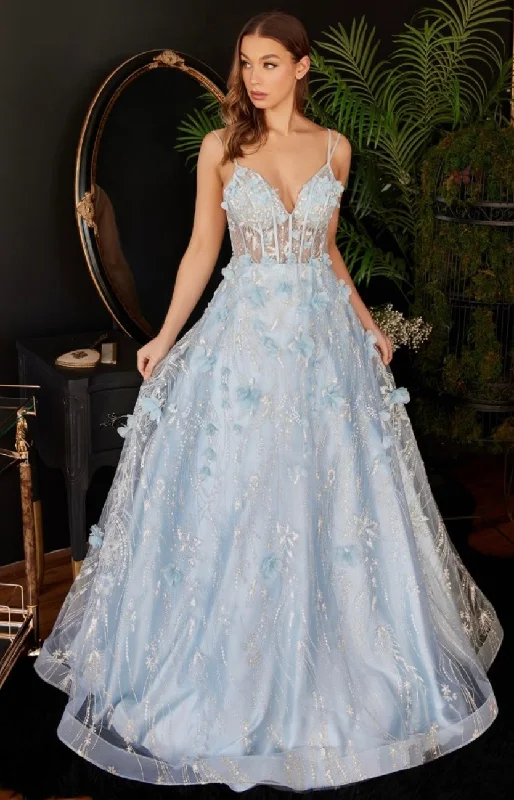 FLORAL APPLIQUE BALL GOWN