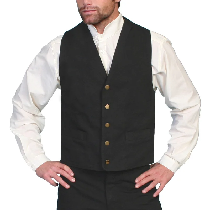 Scully Men's Classic Canvas Black Western Vest RW041N-BLK