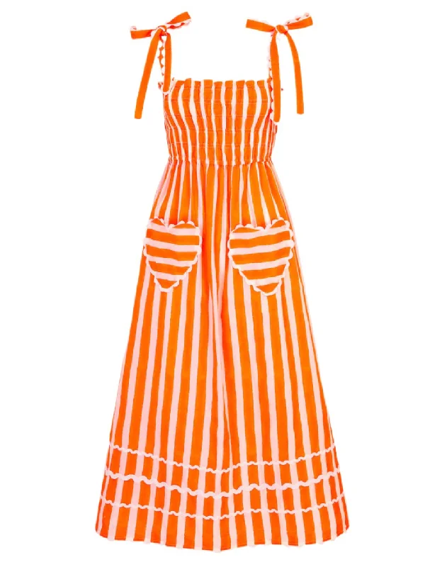 Neon Orange Stripe Immy Dress