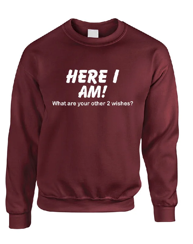 Adult Sweatshirt Here I Am What Are Your Other 2 Wishes Humor