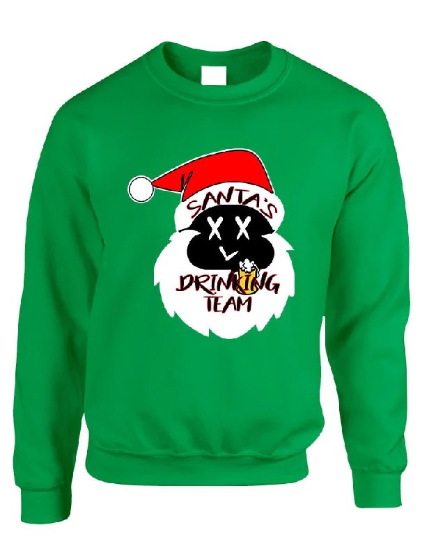 Adult Sweatshirt Santa's Drinking Team Fun Ugly Xmas Sweater