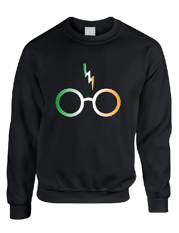 Adult Sweatshirt Irish Harry Glasses Scar St Patrick's Top