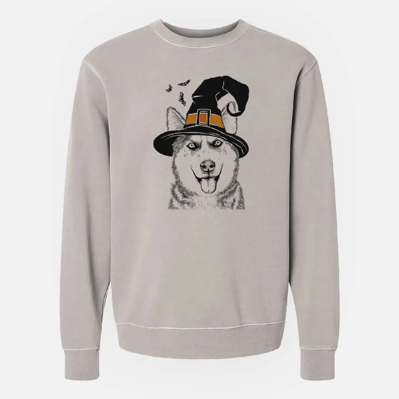 Witch Sesi the Siberian Husky - Unisex Pigment Dyed Crew Sweatshirt