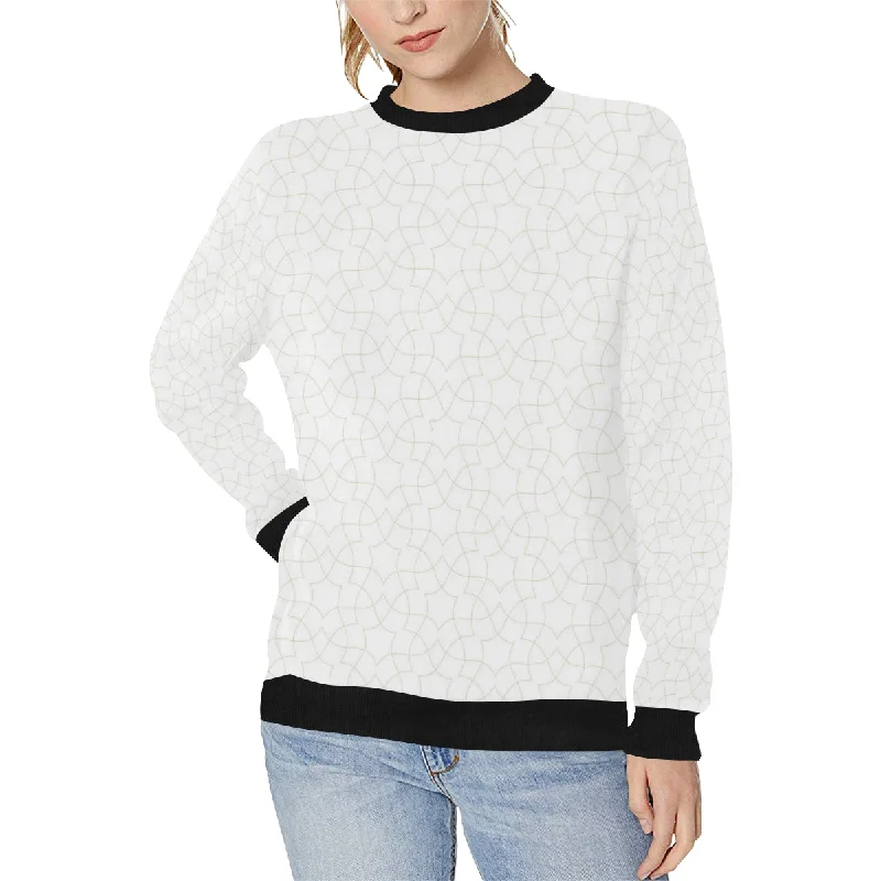 arabic white pattern Women's Crew Neck Sweatshirt