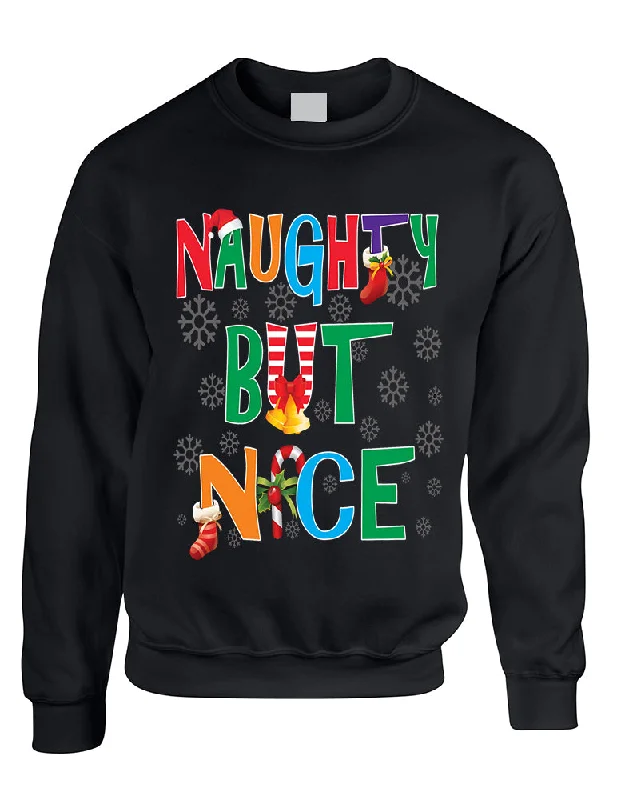 Adult Sweatshirt Naughty But Nice Cute Xmas Shirt Funny Gift