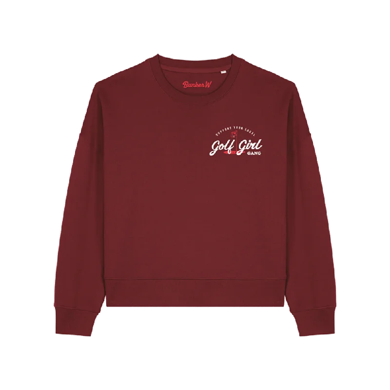 Bunker Woman Girl Gang Sweat Burgundy Red