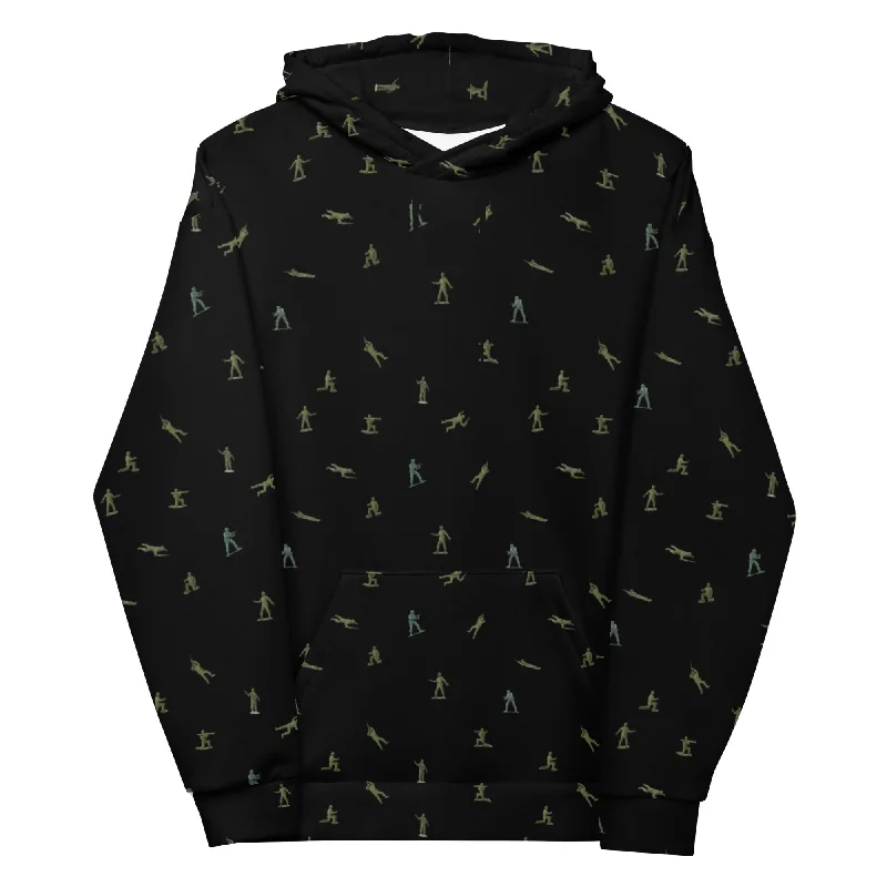 Little Green Army Men Pattern Brushed Fleece Hoodie