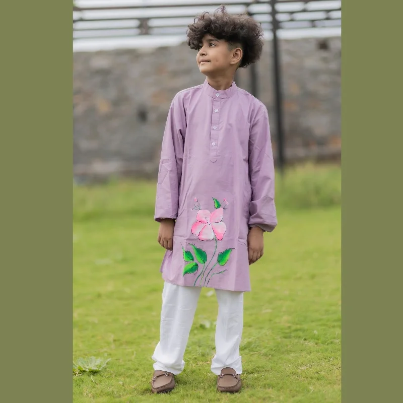 Handmade Flower Print Boys Kurta Pajama