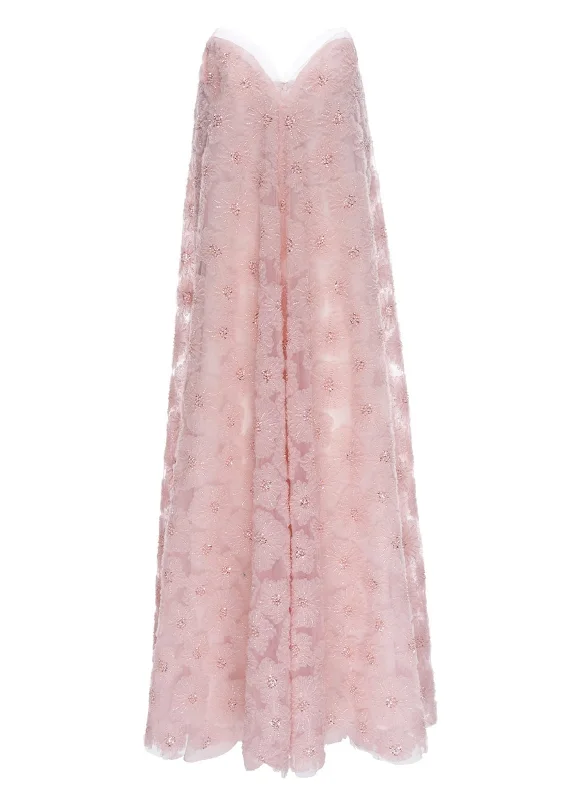 Vivia Gown Pink Embroidered Tulle